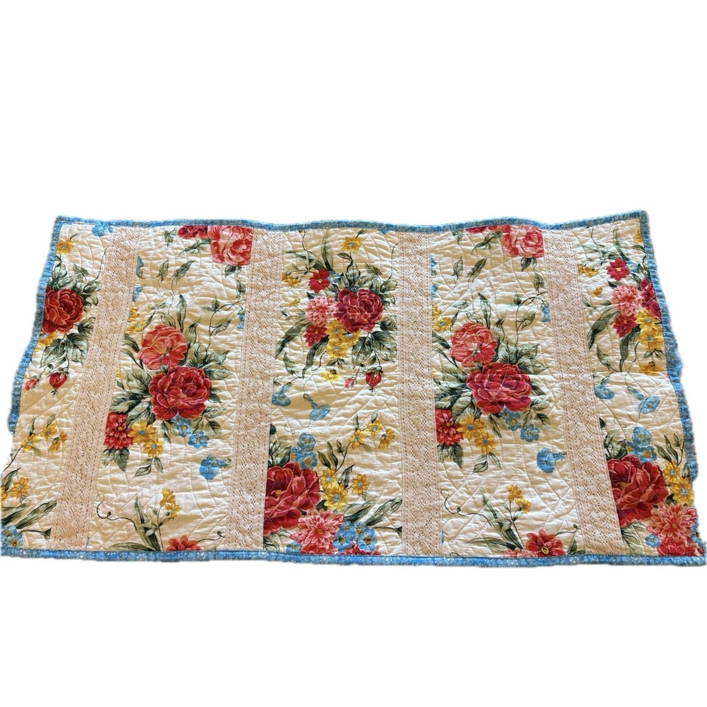 Pioneer Woman Sweet Rose Pillow Sham King Quilted Lace Crochet Replacement